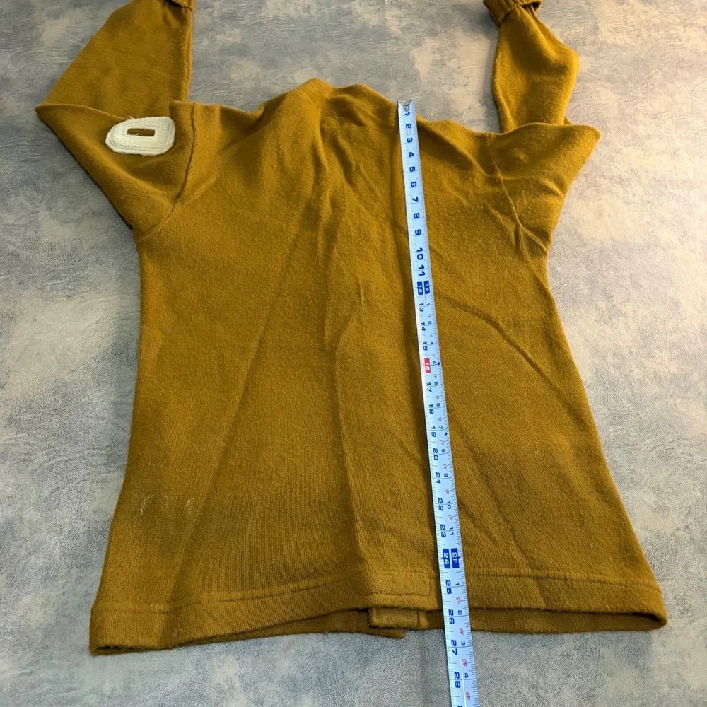 Sand-Knit Varsity Cardigan Sweater Mens 38 (M) Mustard Yellow True‎ Vintage